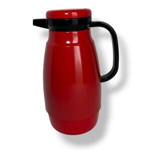 Vintage Thermique Carafe Red Black Japan Coffee Server MCM Thermal Pitcher Retro